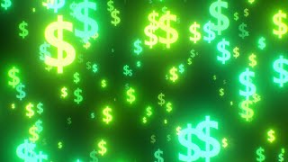 Glowing Green Dollar Sign Neon Money Symbols Digital Finance Concept 4K Moving Wallpaper Background