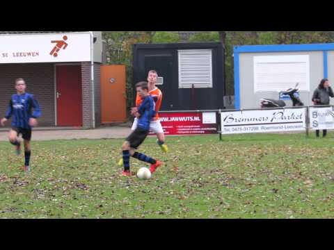 14. Vrije trap RKHSV op paal. Pass Ruben in counter net te scherp.