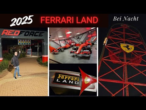 Ferrari Land in winter 2025 | We're riding Red Force at night, the tallest roller coaster in Euro...