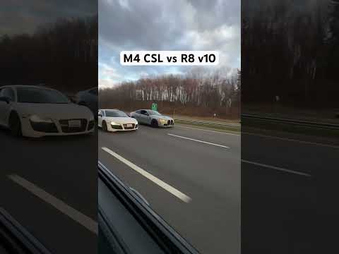M4 CSL vs R8 v10 😆 #bmw #bmwm #m4 #r8 #r8v10 #audi