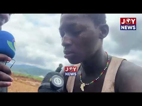 15 year old Bernard arrested by NAIMOS for engaging in illegal mining in Osino #JoyNews