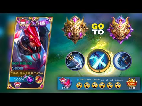 TOP 1 SABER NEW BROKEN ONE SHOT TRIPLE SWEEP BUILD ULTIMATE 100% | #mobilelegends