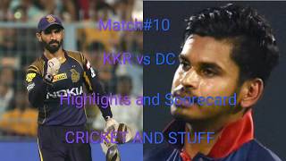 IPL 2019- DC vs KKR- Highlights and Scorecard | BY CRICKET AND STUFF