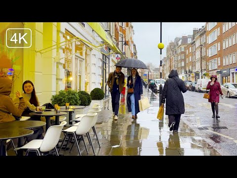 Rainy Day Walk in Marylebone High Street | London Rain Walk