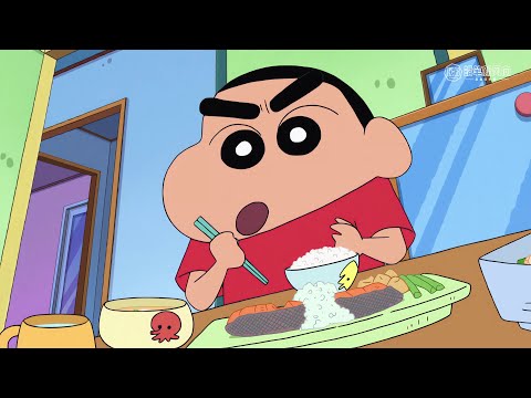 クレヨンしんちゃん 2025 | 普通のごはん、でも目つきは全然普通じゃない😳🍚