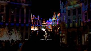 Experience the breathtaking light show at Grand Place in Brussels at Christmas 🎄 #christmas #shorts