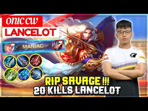 RIP SAVAGE !!! 20 Kills Lancelot [ ONIC CW Lancelot ] Mobile Legends