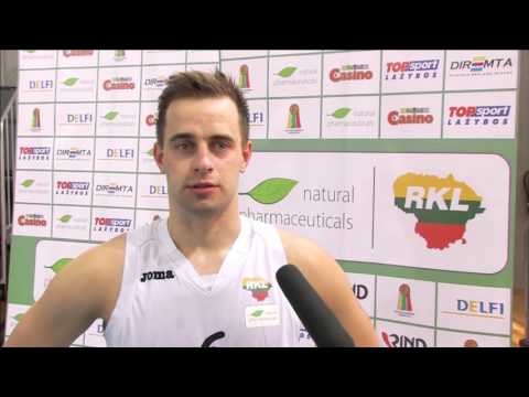 Stakliškių žaidėjas M.Gečionis po rungtynių su Plungės "Olimpu"