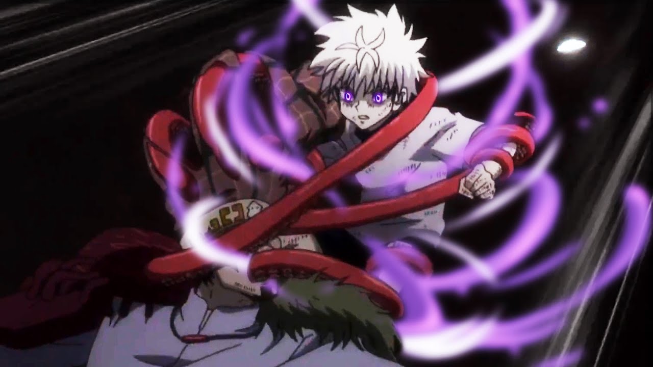 HxH『ハンター×ハンター』キルアは紫色の目を起動し、ゾルディックの毒雲を使用してイカルゴの触手を逃れる | キルアvsイカルゴフルファイト