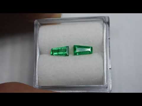 SKU Z184 Pair of Beautiful 0.56 Carat Vivid Green Tapered Baguette AFGHAN (PANJSHIR) EMERALD!