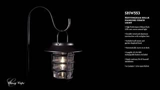 Watch A Video About the Nottingham Black LED Solar LED Hanging Coach Light