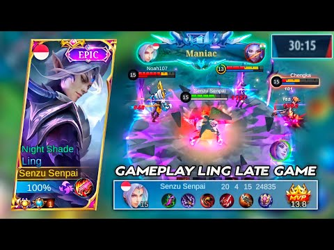 MANIAC!! LING FASTHAND AGGRESSIVE KILL WITH FREESTYLE | Gameplay Ling Late Game - Mobile Legends