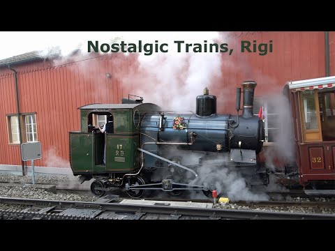 Nostalgic steam locomotive and old trains in Arth-Goldau, Switzerland