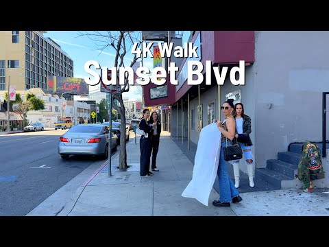 LOS ANGELES Sunset Blvd walk 🇺🇸 West Hollywood CA 4K 2024