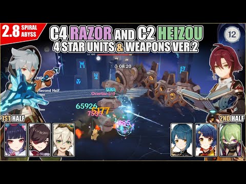 C4 Razor Yunjin and C2 Heizou Overvape R5 Widsith | Spiral Abyss 2.8 Floor 12 | 9★ | Genshin Impact