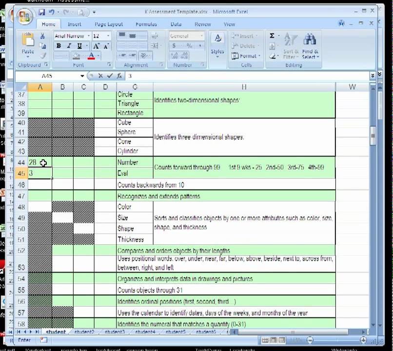 Kindergarten Report Card Assessment Tool Part1