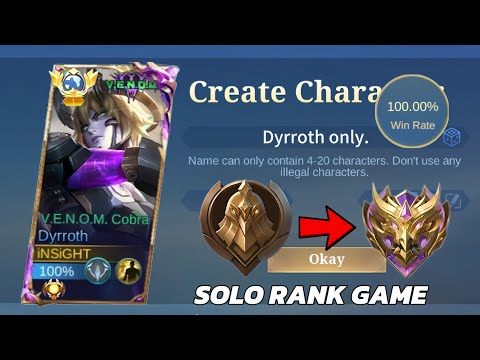 I PLAYED FROM WARRIOR TO MYTHIC USING DYRROTH ONLY (HARD CHALLENGE EVER !!)