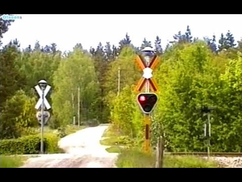 Part 1 STEGERYD Railway Crossing in Sweden (Ronneby - Karlskrona) (1998)