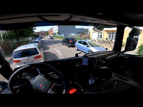 PoV Driving Scania P410 Car Carrier - Copenhagen and narrow streets - TDOC 05-07-2021