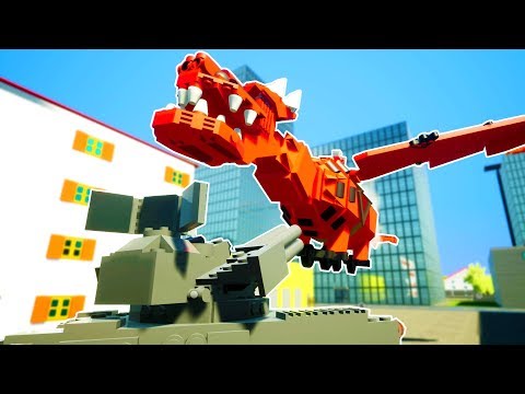 LEGO DRAGON DESTROYED BY GIANT ANTI AIR TOY CANNON! - Brick Rigs Workshop Creations Gameplay