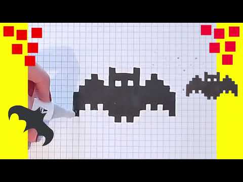 Dessin in Pixel Art. Comment Dessiner Halloween Chauve souris