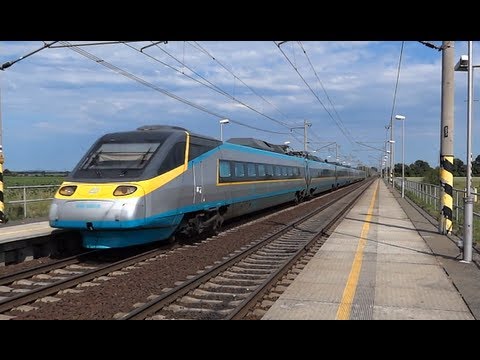 Pendolino SC 510 Tatce u Kolína a další vlaky, průlety 160km/h [ Full HD ]