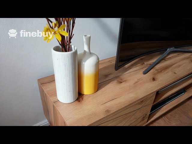 Video teaser per FineBuy TV-Board Kommode 160cm MDF Eiche Dekor Design Lowboard mit 2 Türen & Ablage Fernsehschrank