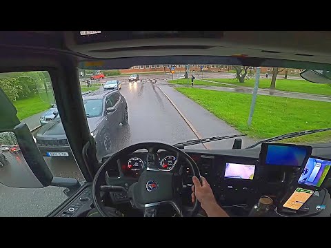 Electric truck driving (POV) - Scania p360 hybrid | Blackeberg to Sundbyberg