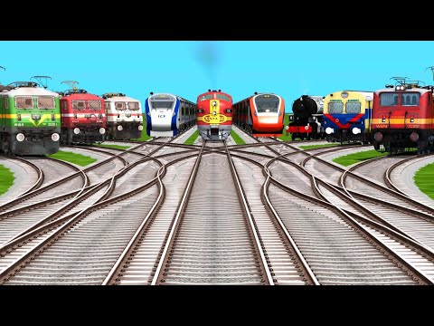 9 Trains Run Back To Back At Diamond🟡Railroad Tracks Risky Railroad Tracks | train simulator classic