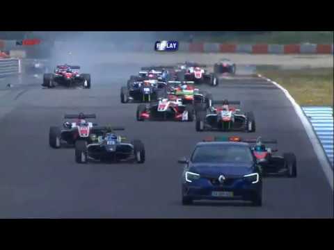 EuroFormula Open 2017. Race 2 Circuito do Estoril. Crash Under SC