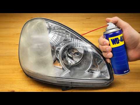 Restore Old Headlights to NEW in 1 Minute with WD-40! Genius Trick
