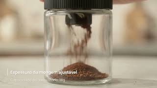 Vídeo de Moedor de Café Manual Compacto com mós de cerâmica