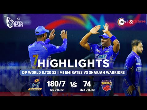 ILT20 S2 | English - HIGHLIGHTS | Sharjah Warriors  V/S MI Emirates - T20 Cricket | 26th Jan