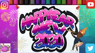 How To Draw A Happy New Year 2020 Design Using Bubble Letters    #howtodraw #mrsmithsartroom4kids