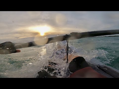 Paddling into strong headwinds and waves! Epic surfski V7