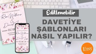 DAVETİYE TASARIMI VE ETSY'DE SATIŞI  |  TEMPLETT İLE DÜĞÜN DAVETİYESİ 
