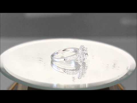 18K WHITE GOLD RINCESS CUT DIAMOND ENGAGEMENT RING HALO DECO 1.70CT - KNR INC - 752