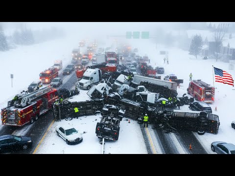 Iowa, USA! Massive Winter Storm Triggers TOTAL Chaos and Hundreds of Pileups on Interstate I 80