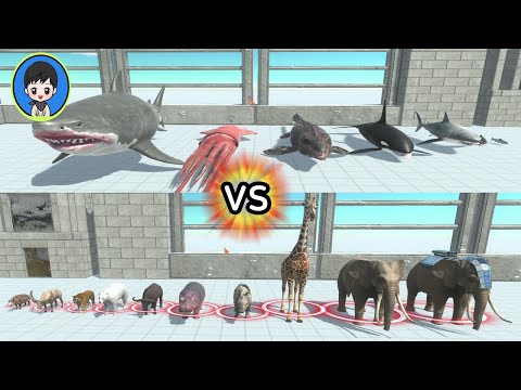 Aquatics vs Modern mammals Team  - Animal Revolt Battle Simulator