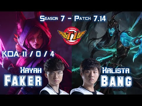 SKT T1 Faker XAYAH vs SKT T1 Bang KALISTA ADC - Patch 7.14 KR Ranked
