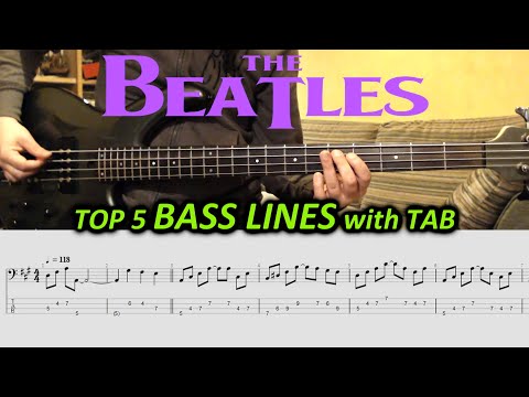 The Beatles BASS LINES with TABS | TOP 5 Bass Riffs