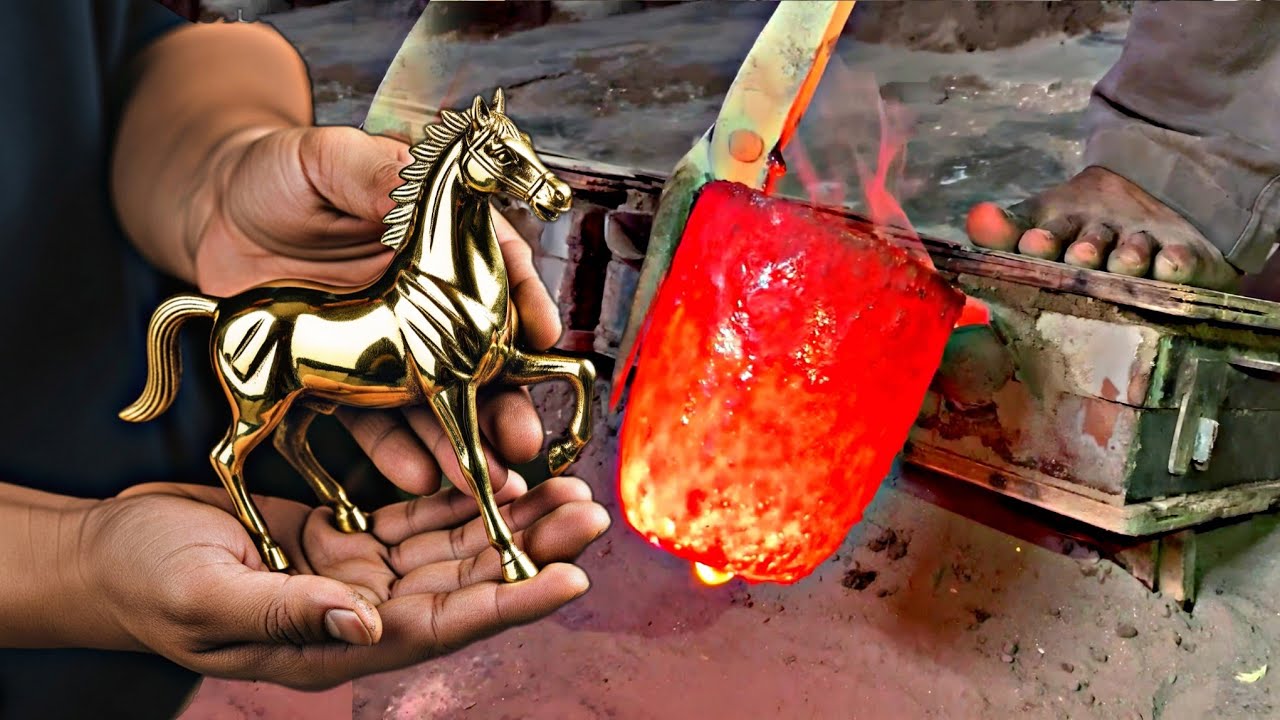 Horse Sculpture from Scratch: Sand Casting Brass with Incredible Details (@SkillFootage)