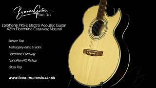 Video thumbnail for Epiphone PR5 E Electro Acoustic Guitar With Florentine Cutaway; Natural by Bonners Guitar Store
