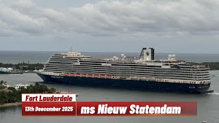 ms Nieuw Statendam Departing Port Everglades  14-Day Caribbean Cruise Sail Away 🚢