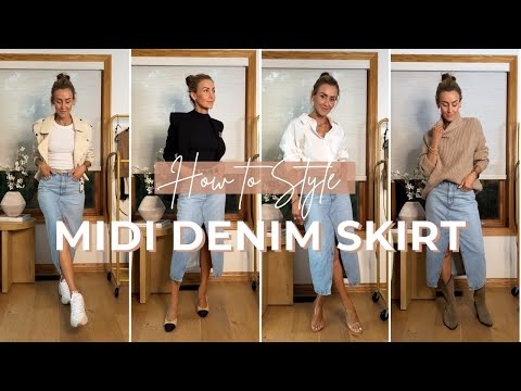HOW TO STYLE A LONG DENIM SKIRT | 8 Denim Skirt Outfit...