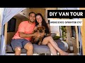 VAN TOUR DIY Sprinter Van Conversion With Hot Shower Toilet Queen Size Bed For FULL TIME Living