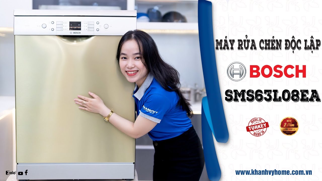 Máy rửa chén Bosch SMS63L08EA Series 6, 12 bộ, độc lập