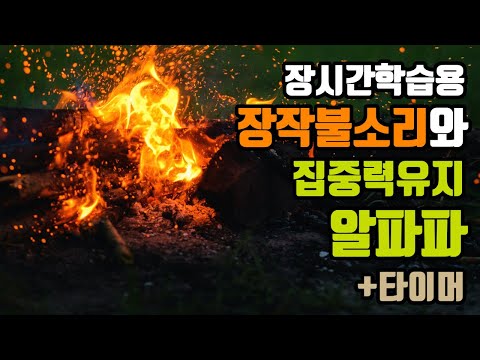 (장시간학습용) ⚡뇌피로는 낮추고 집중력은 높이는 알파파 + 장작불소리🔥 + 시간타이머🕜 | 12 Hz 알타파 + 장작불소리 - 집중력유지 | 12 Hz EEG+Wood Fire