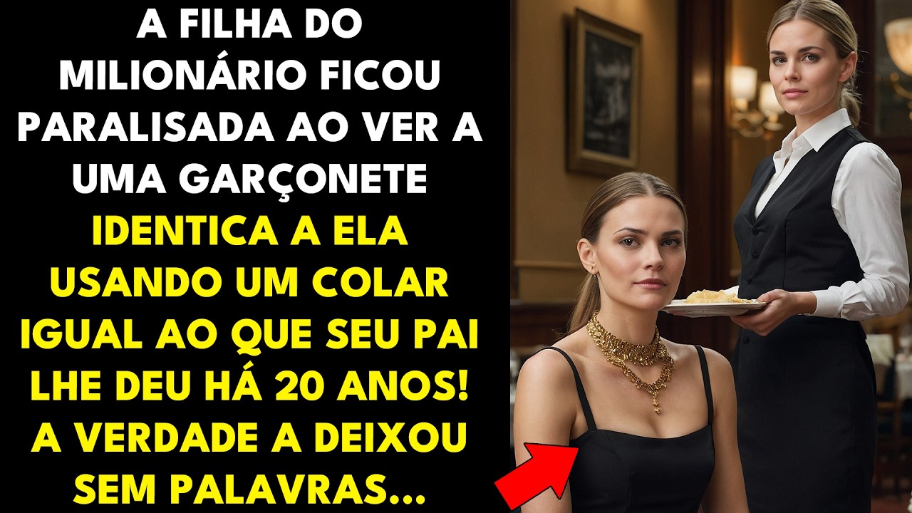 FILHA DO MILIONÁRIO FICOU PARALISADA AO VER A UMA GARÇONETE IDENTICA A ELA USANDO UM COLAR IGUAL...