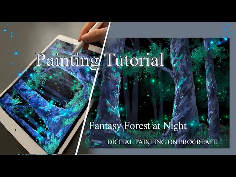 Painting Tutorial | Fantasy Forest at Night | Brushes + Walkthrough |Painting on Procreate